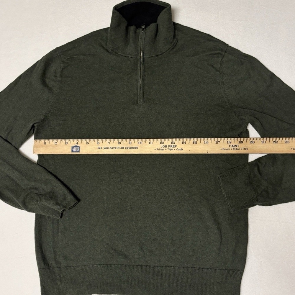 Banana Republic Sweater 1/4 Zip Cashmere Blend Green Soft Preppy Office Mens M - Picture 4 of 7